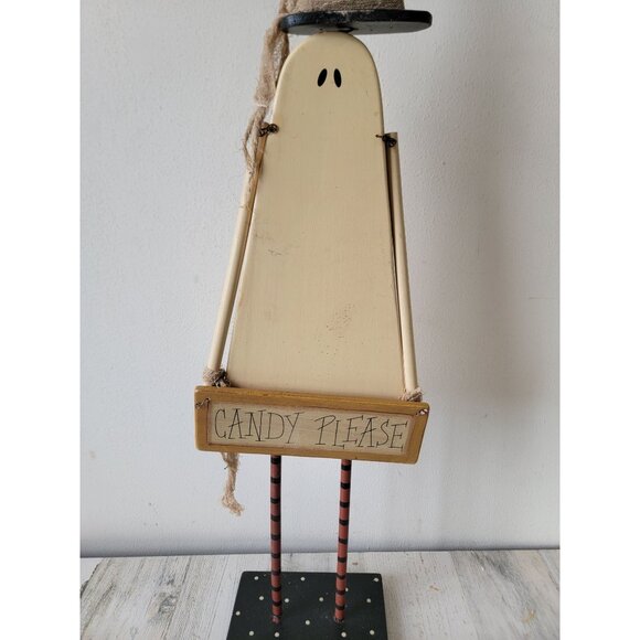 Vintage wooden ghost candy please Halloween home decor Unique - Picture 2 of 12